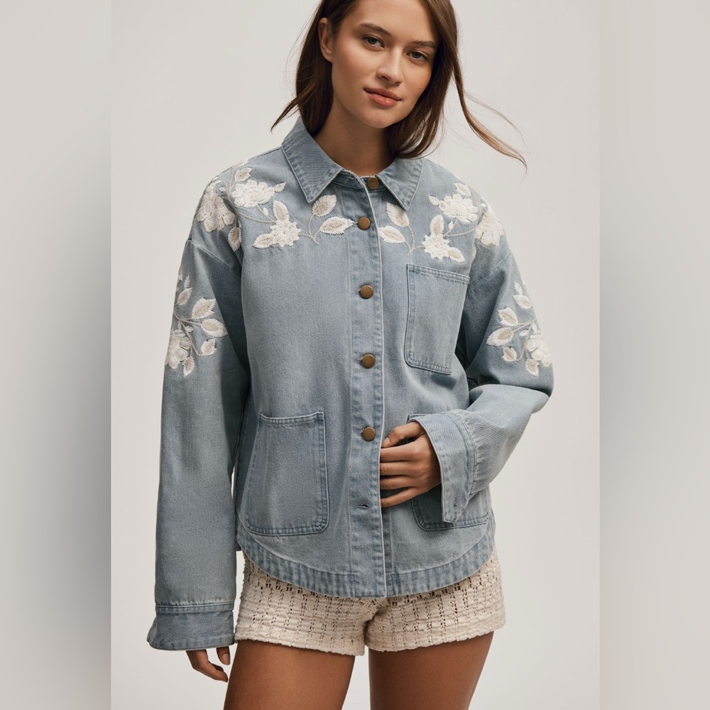 Dolan Left Coast Embroidered Chore Jacket S Small Anthropologie